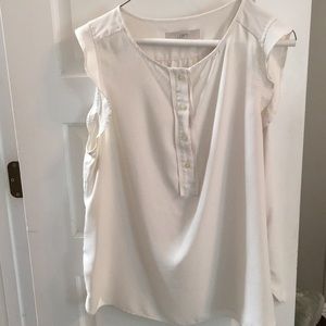 White flutter sleeveless top